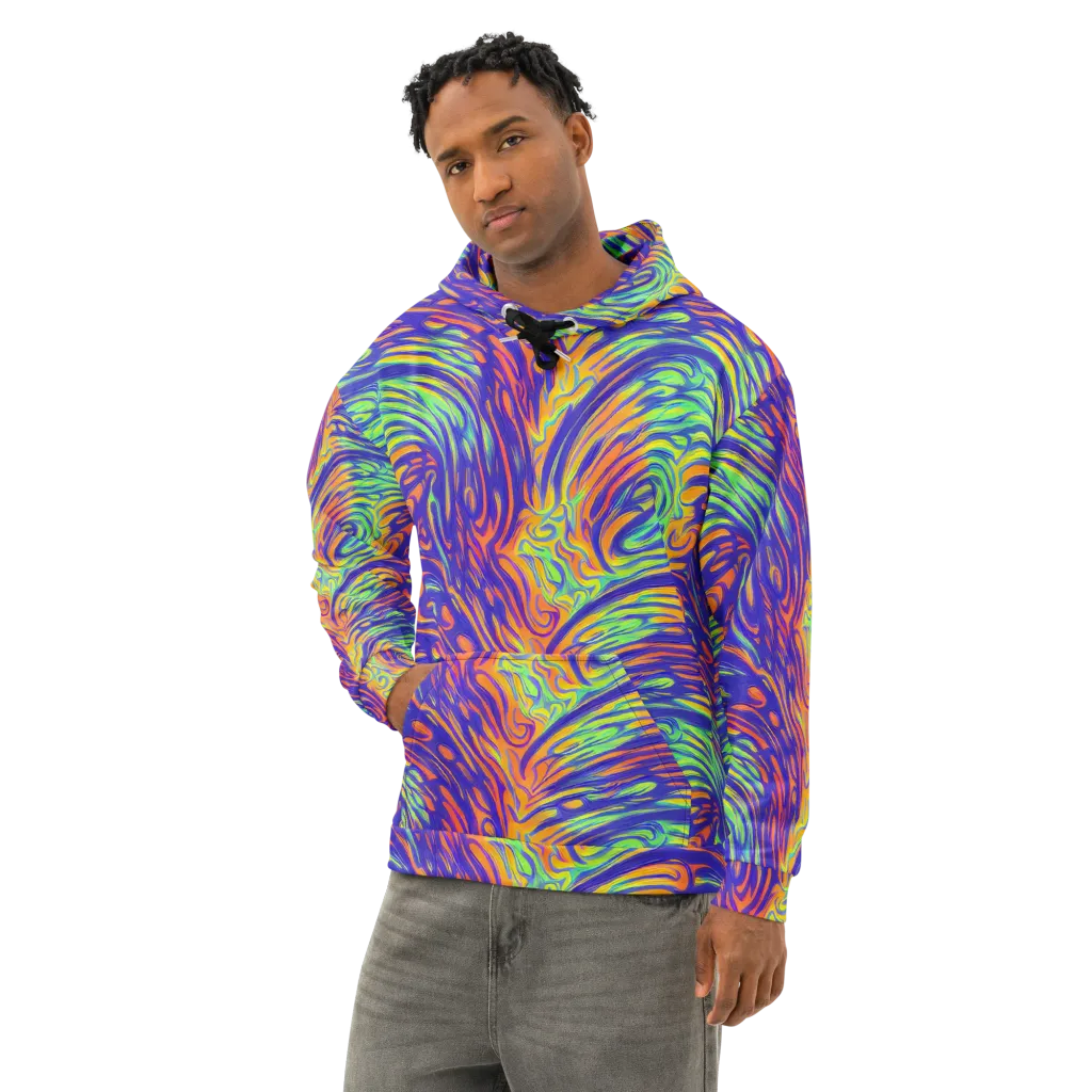 Kinetic Prism on Cotton Hoodie — Left Front