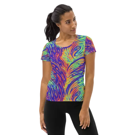 Kinetic Prism on a Women's Athletic T-Shirt