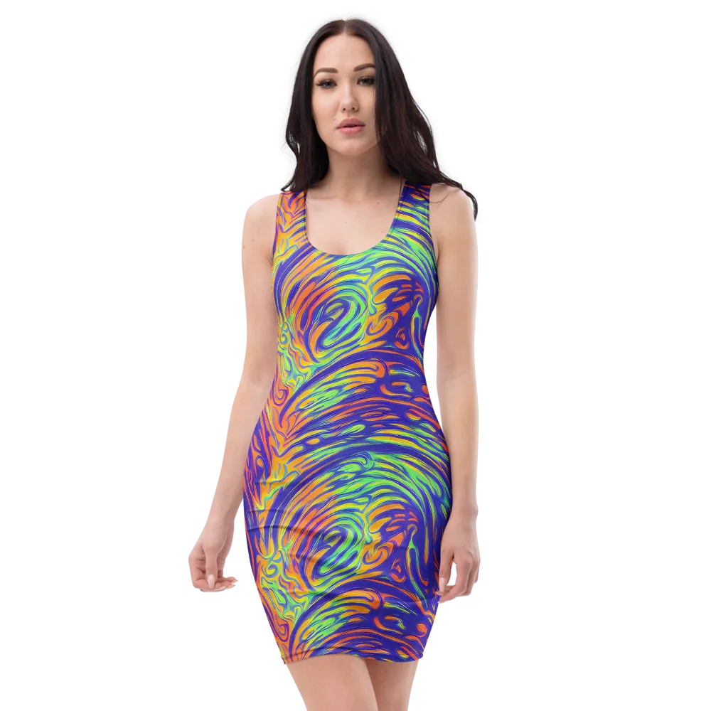 Kinetic Prism on Bodycon Dress — Front