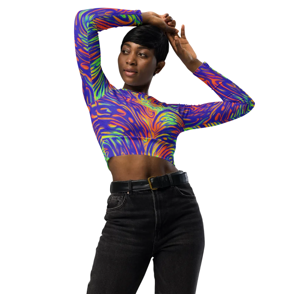 Kinetic Prism on Long Sleeve Crop Top — Front