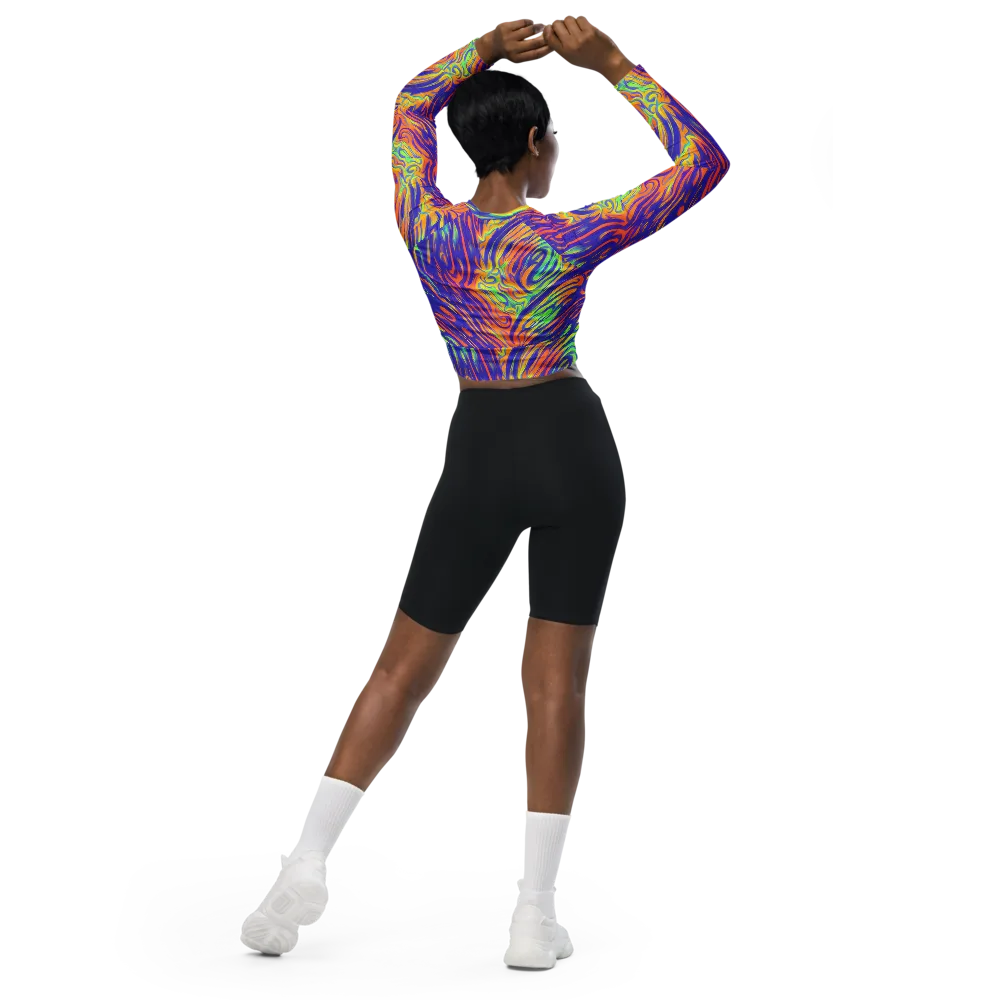 Kinetic Prism on Long Sleeve Crop Top — Back