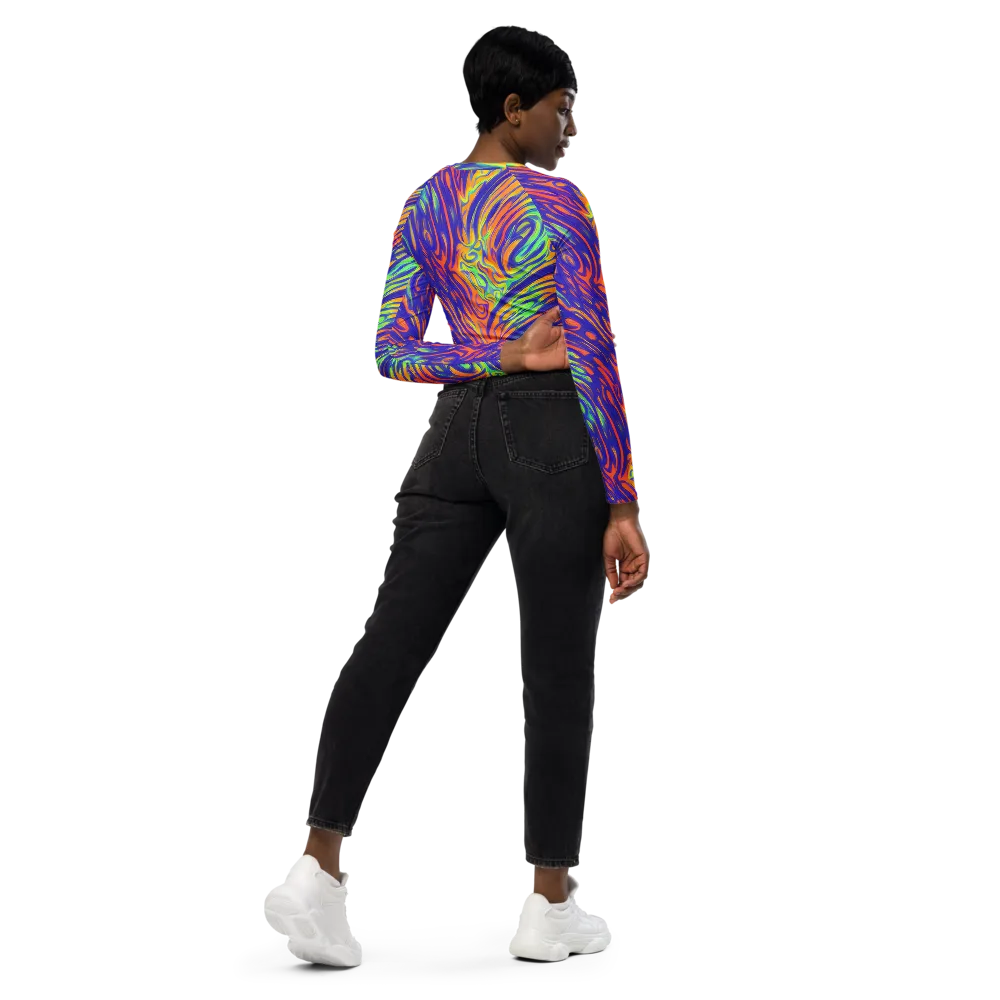Kinetic Prism on Long Sleeve Crop Top — Right Back