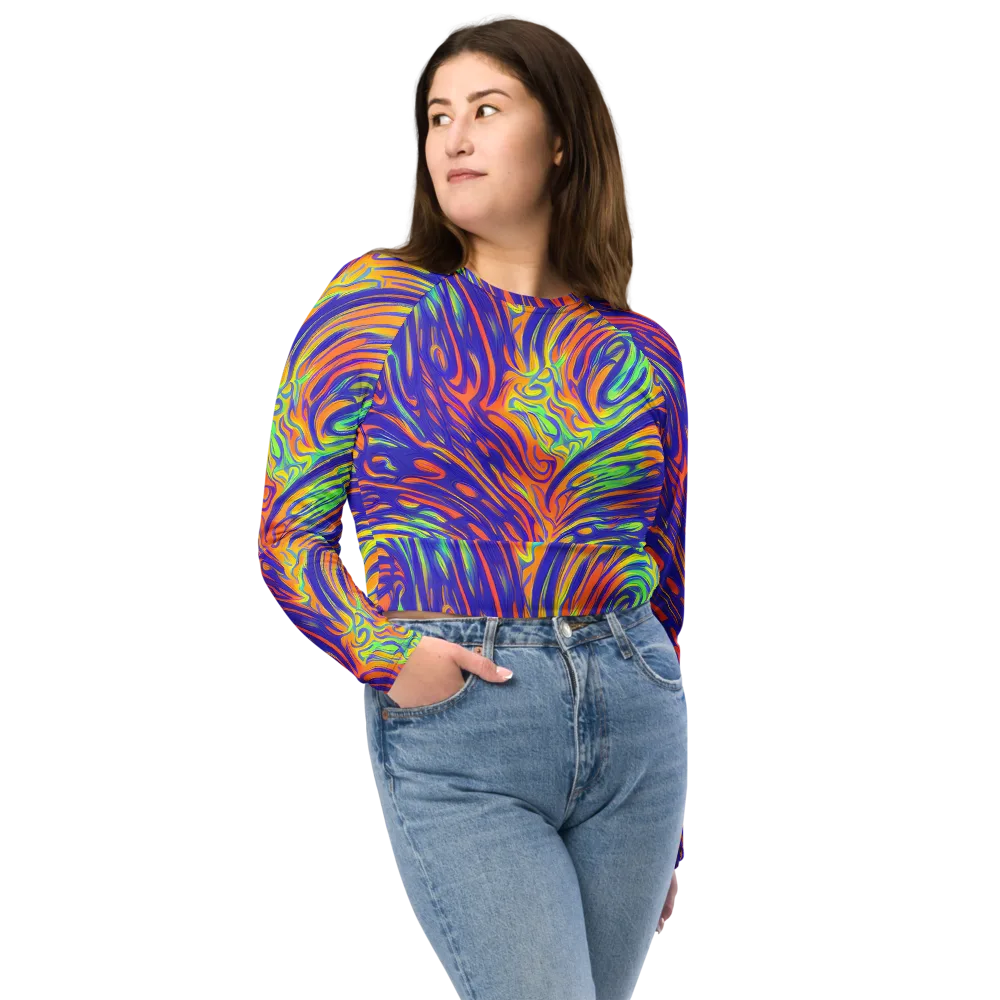 Kinetic Prism on Long Sleeve Crop Top — Front