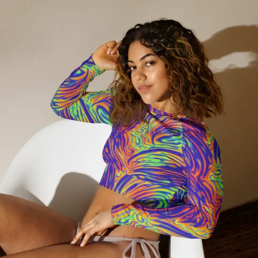 Kinetic Prism on a Long Sleeve Crop Top