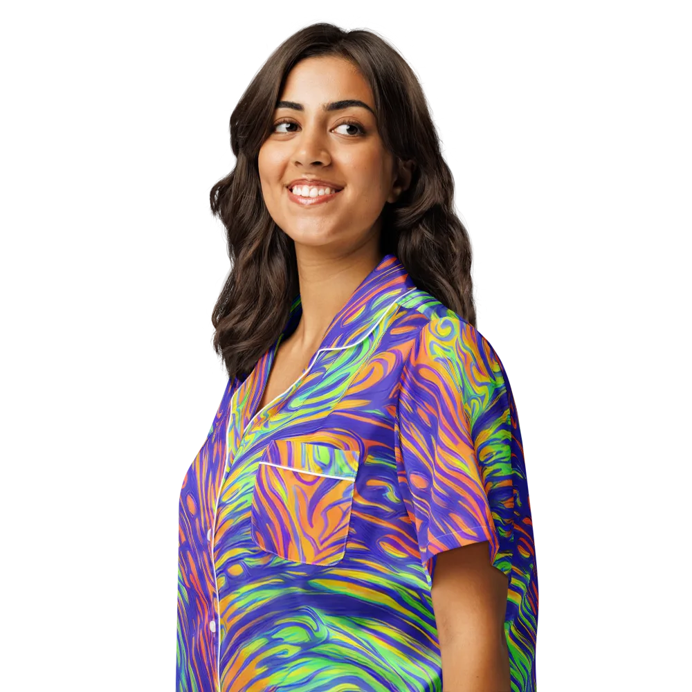 Kinetic Prism on Women's Short Sleeve Pajama Top — Left Front