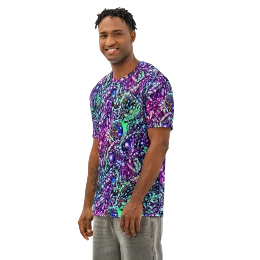 Vivid Abyss on a Men's Cotton Crew Neck T-Shirt