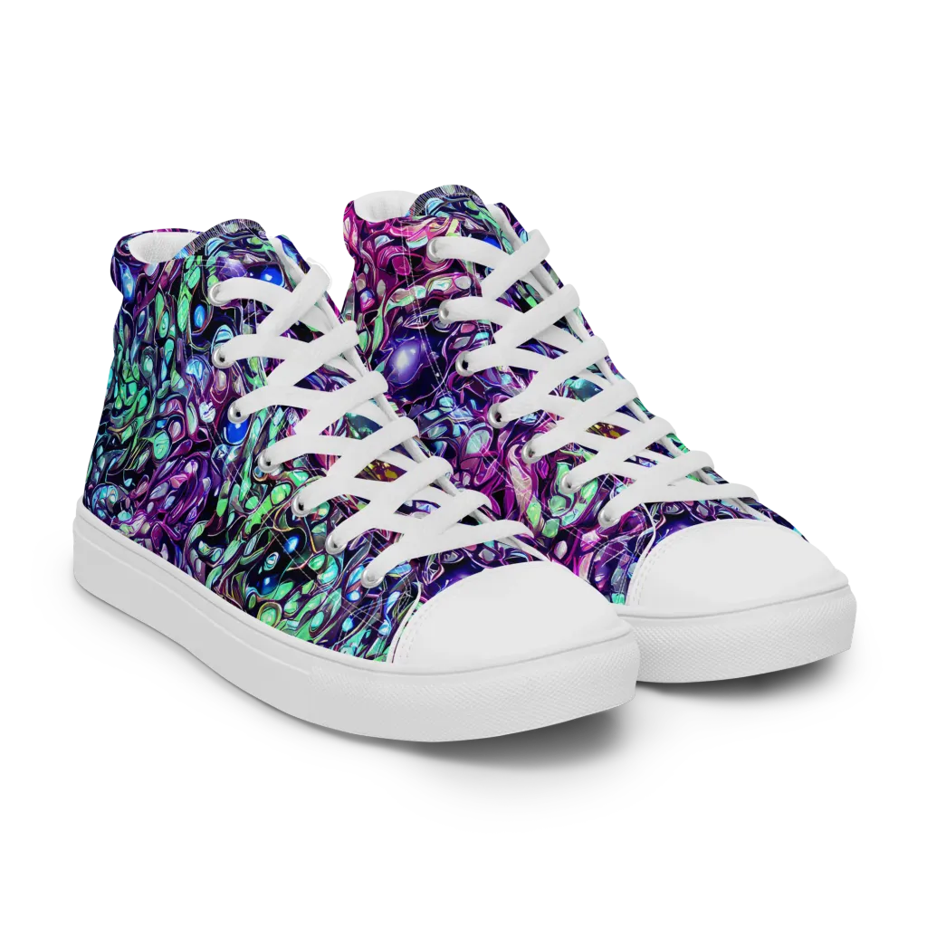 Vivid Abyss on Men's High Top Canvas Shoes — Right Front