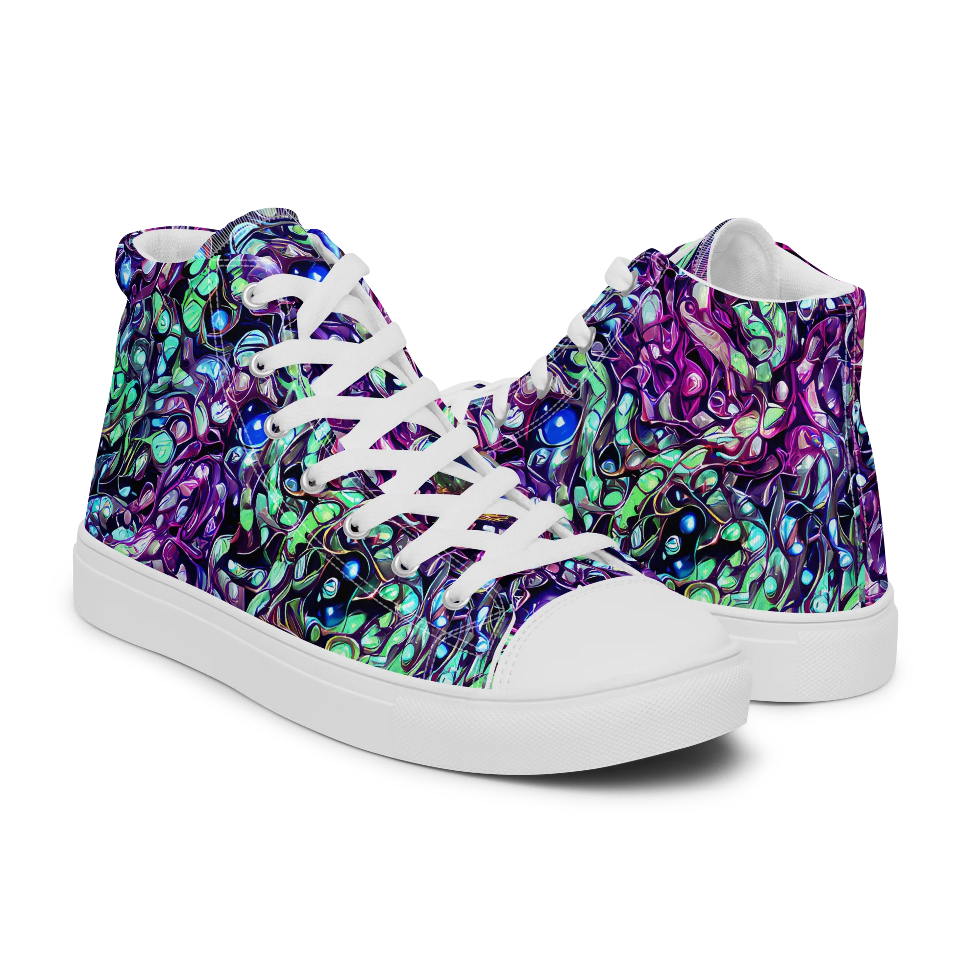 Vivid Abyss on Men's High Top Canvas Shoes — Right