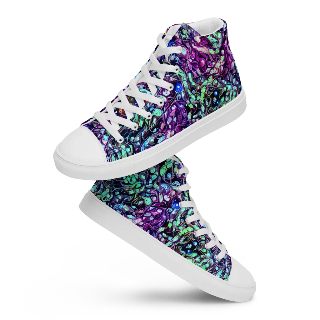 Vivid Abyss on Men's High Top Canvas Shoes — Front