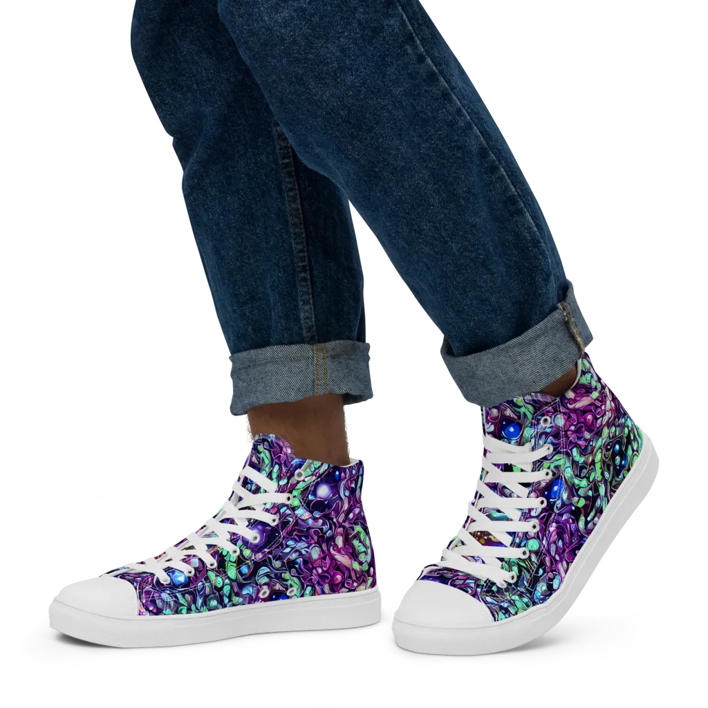 Vivid Abyss on Men's High Top Canvas Shoes — Left