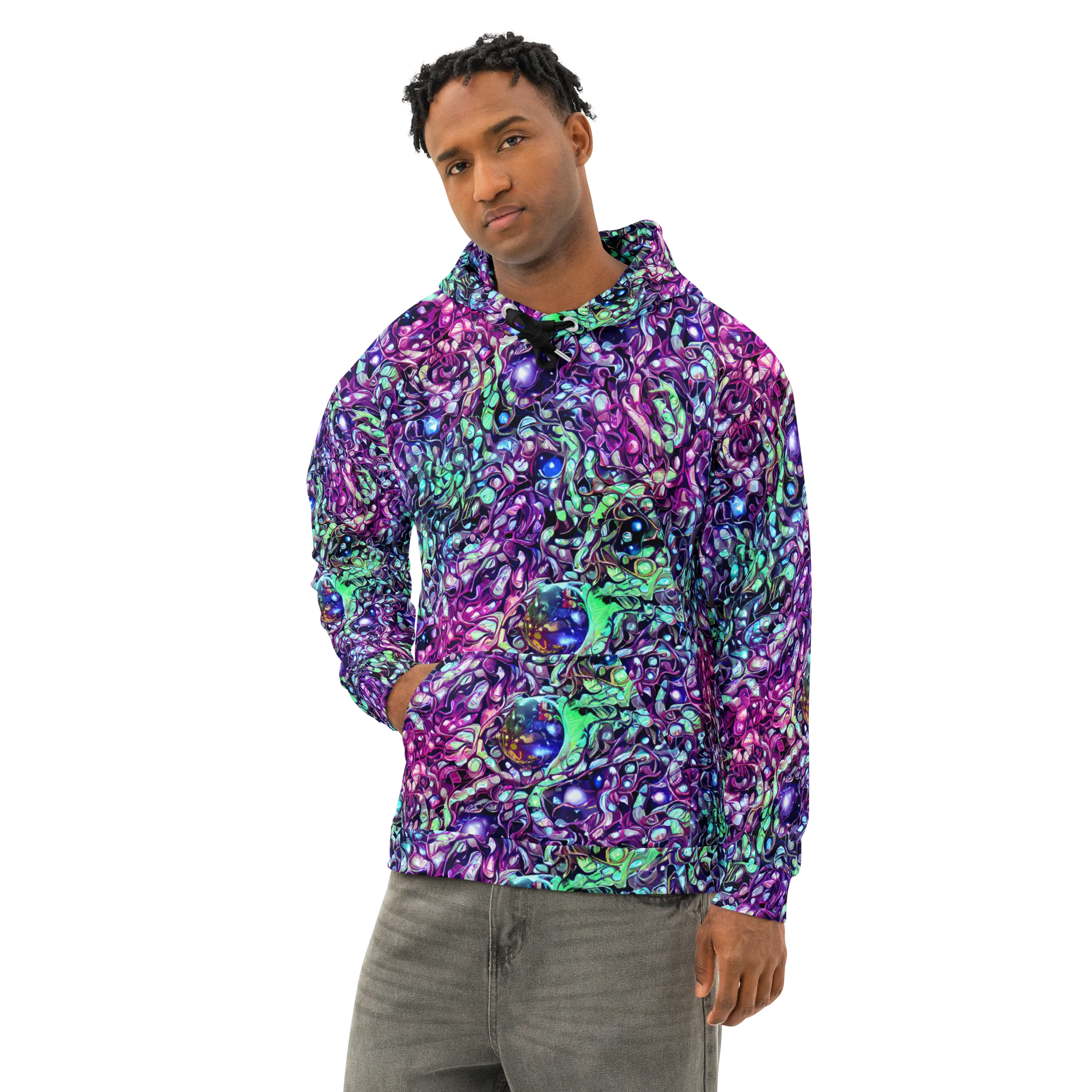 Vivid Abyss on Cotton Hoodie — Left Front