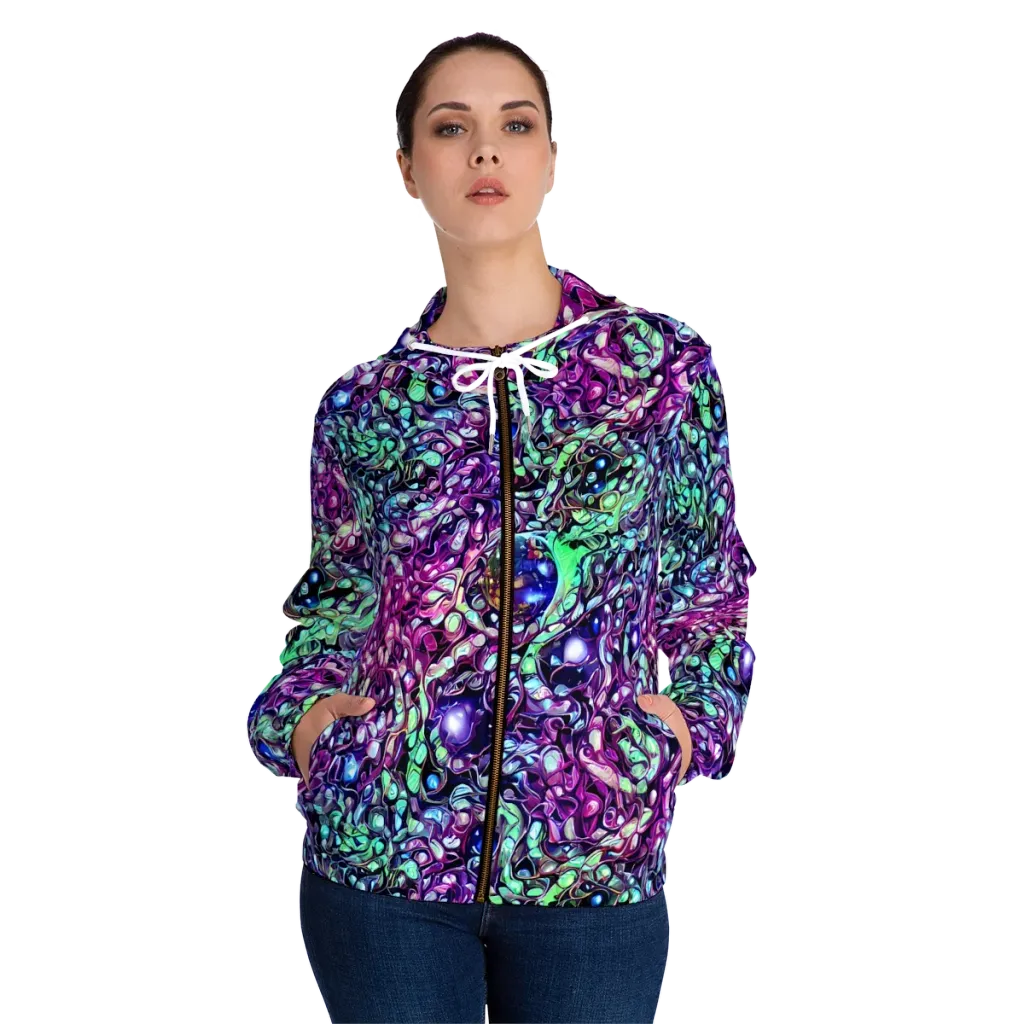 Vivid Abyss on Women's Full-Zip Hoodie — Front On Person