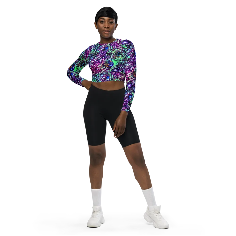 Vivid Abyss on Long Sleeve Crop Top — Front