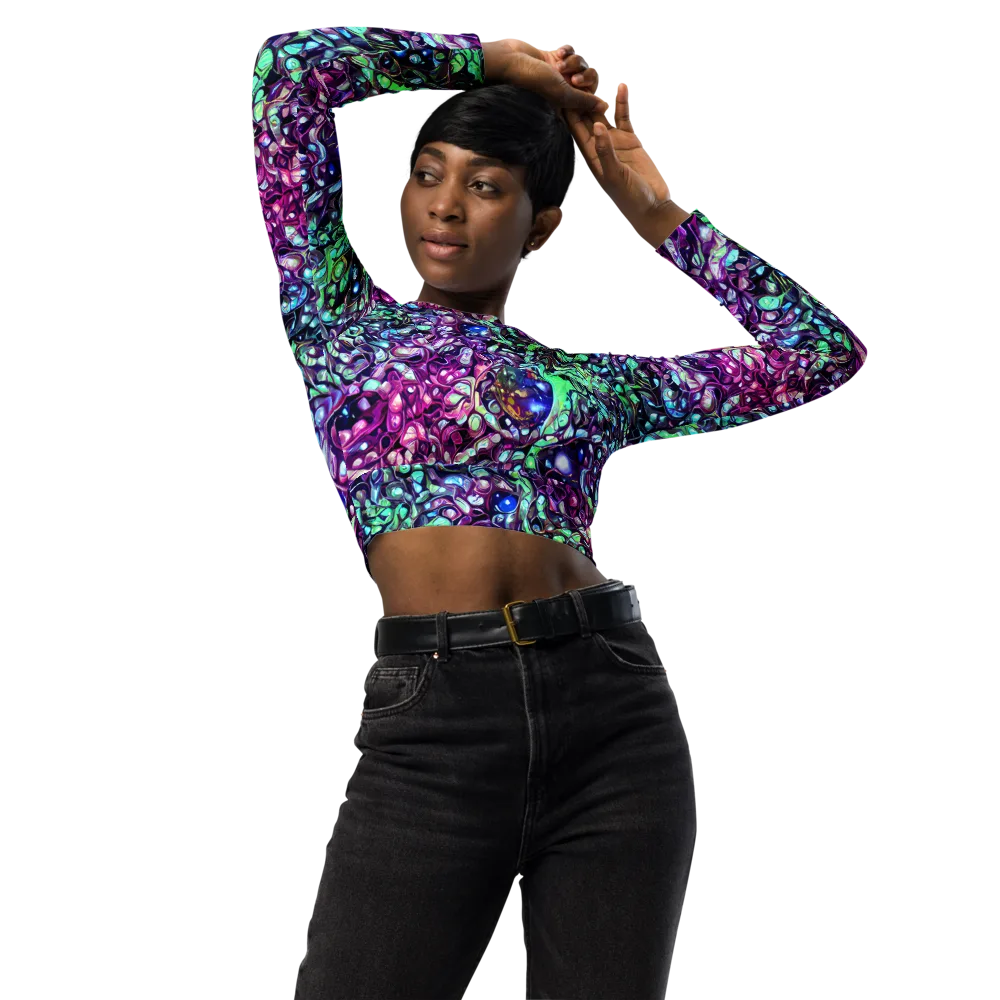 Vivid Abyss on Long Sleeve Crop Top — Front