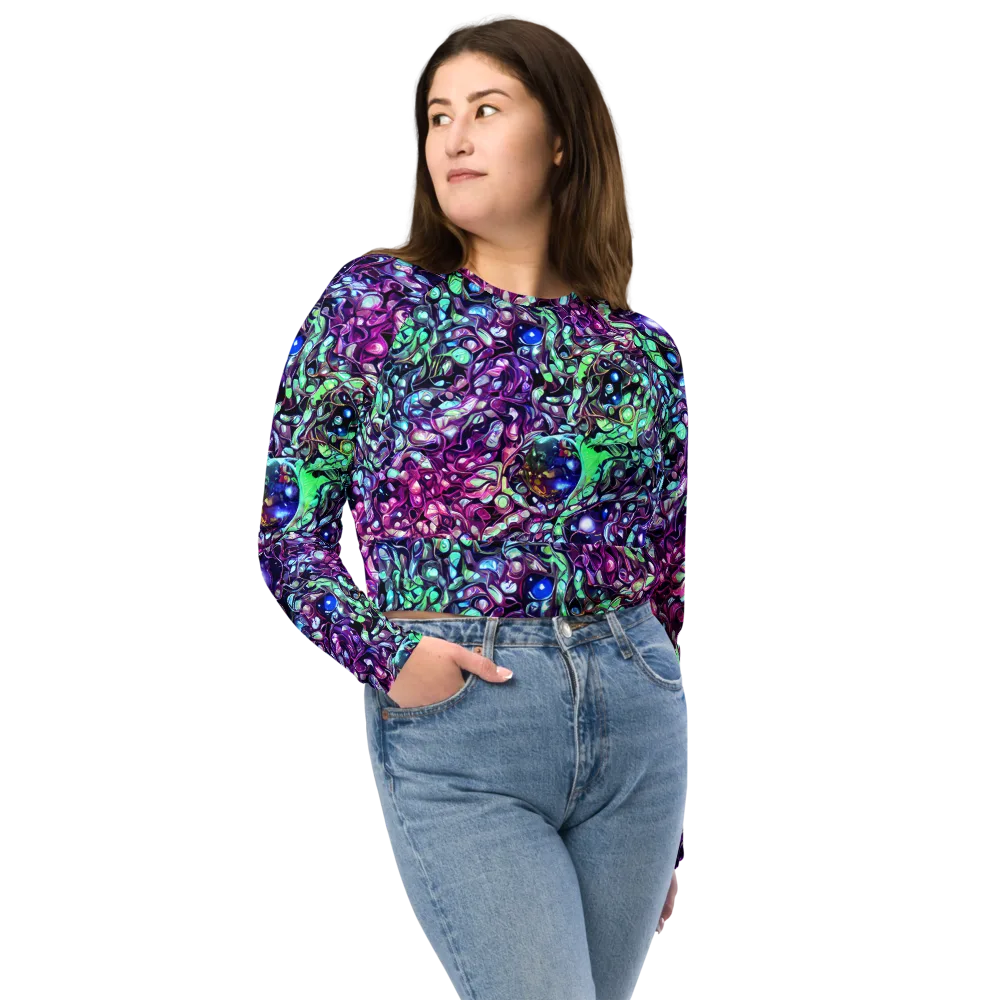 Vivid Abyss on Long Sleeve Crop Top — Front