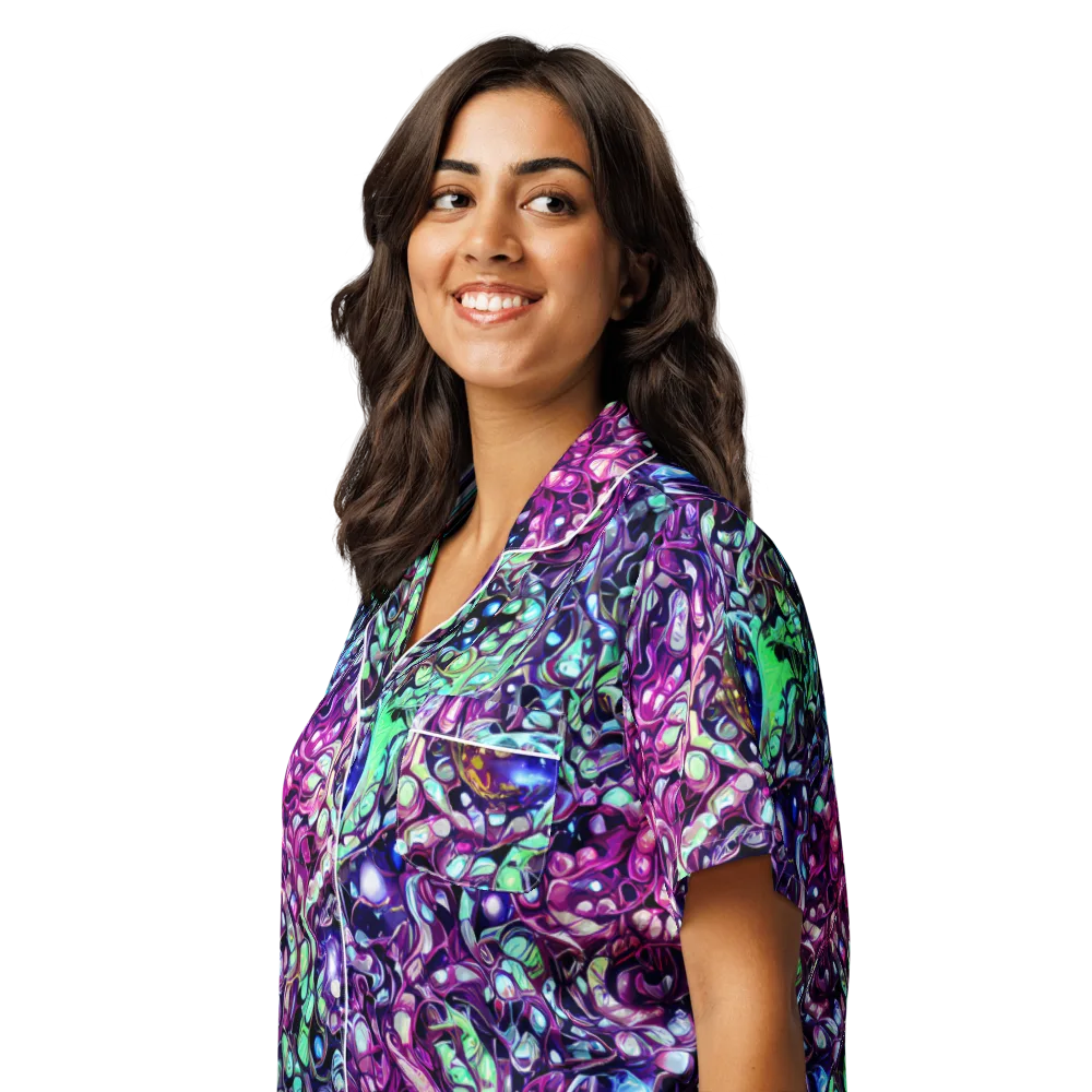 Vivid Abyss on Women's Short Sleeve Pajama Top — Left Front