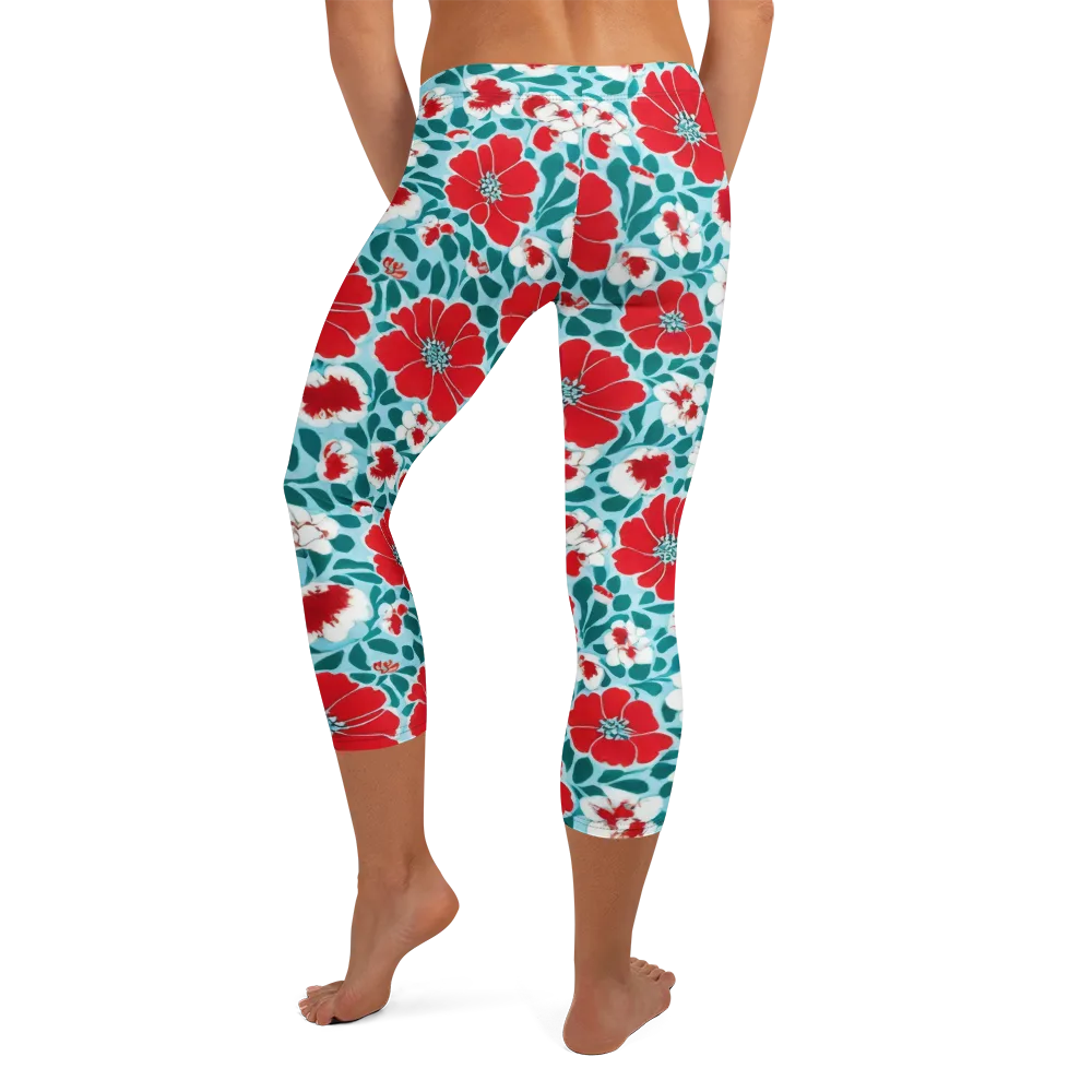 Crimson Tidegarden on Capri Leggings — Back