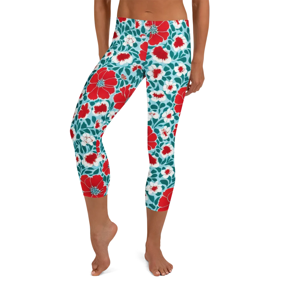 Crimson Tidegarden on Capri Leggings — Front