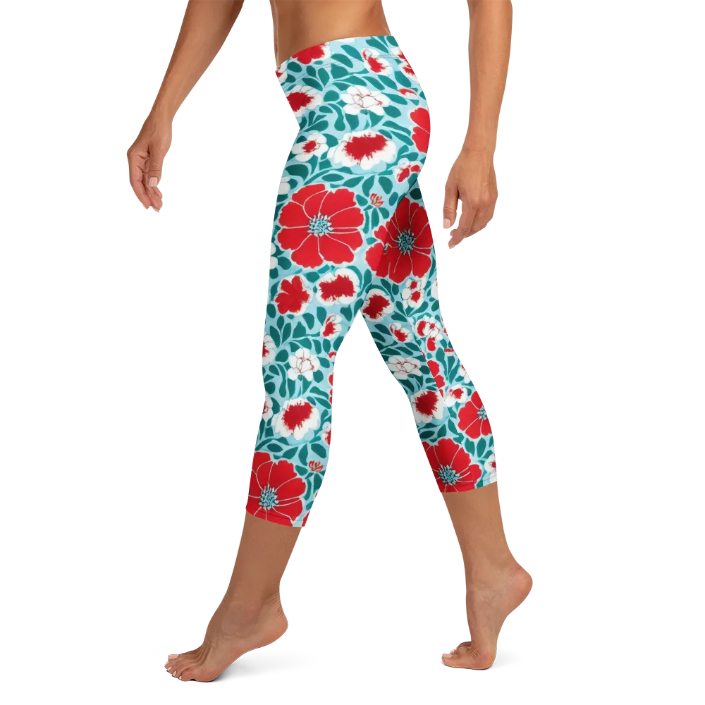 Crimson Tidegarden on Capri Leggings — Left