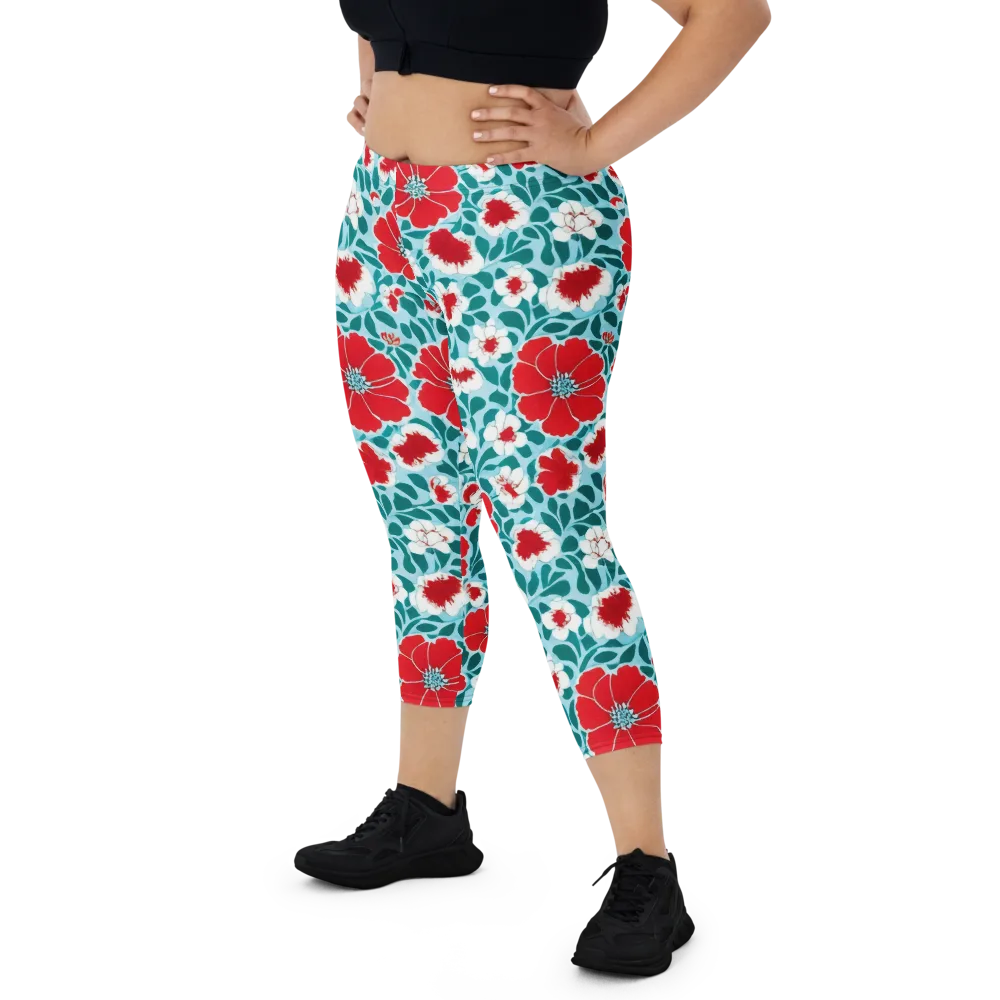 Crimson Tidegarden on Capri Leggings — Front