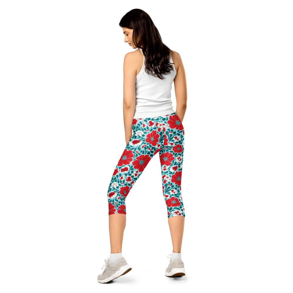 Crimson Tidegarden on Capri Leggings — Back