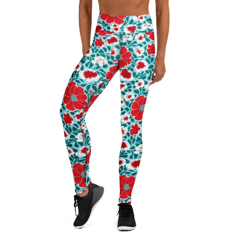 Crimson Tidegarden on Yoga Leggings — Front