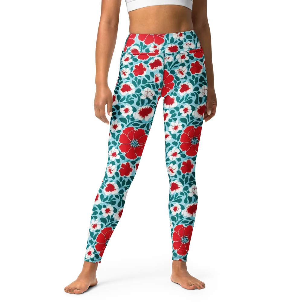 Crimson Tidegarden on Yoga Leggings — Front