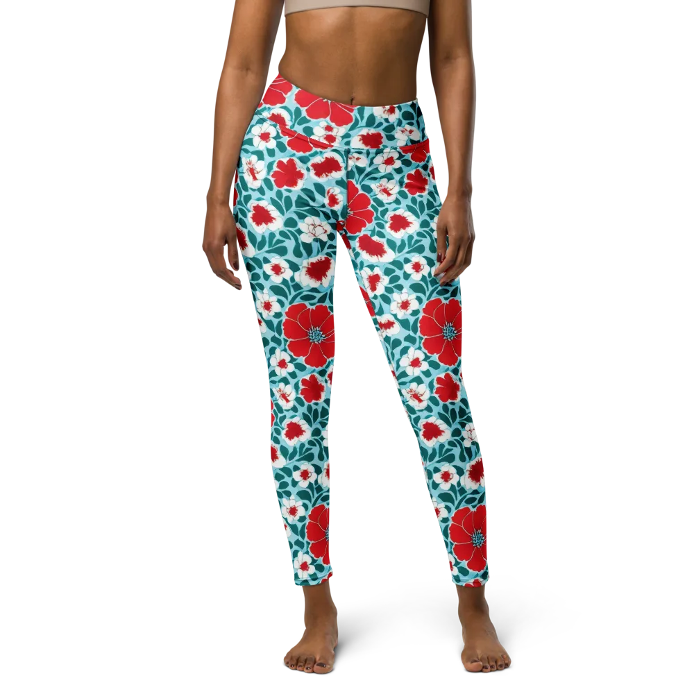 Crimson Tidegarden on Yoga Leggings — Front