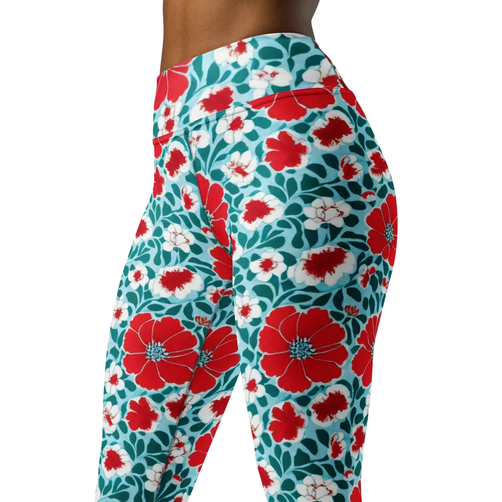 Crimson Tidegarden on Yoga Leggings — Left Front