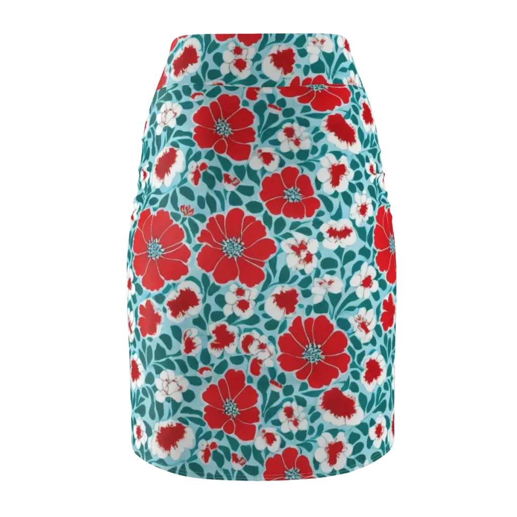 Crimson Tidegarden on Pencil Skirt — Back