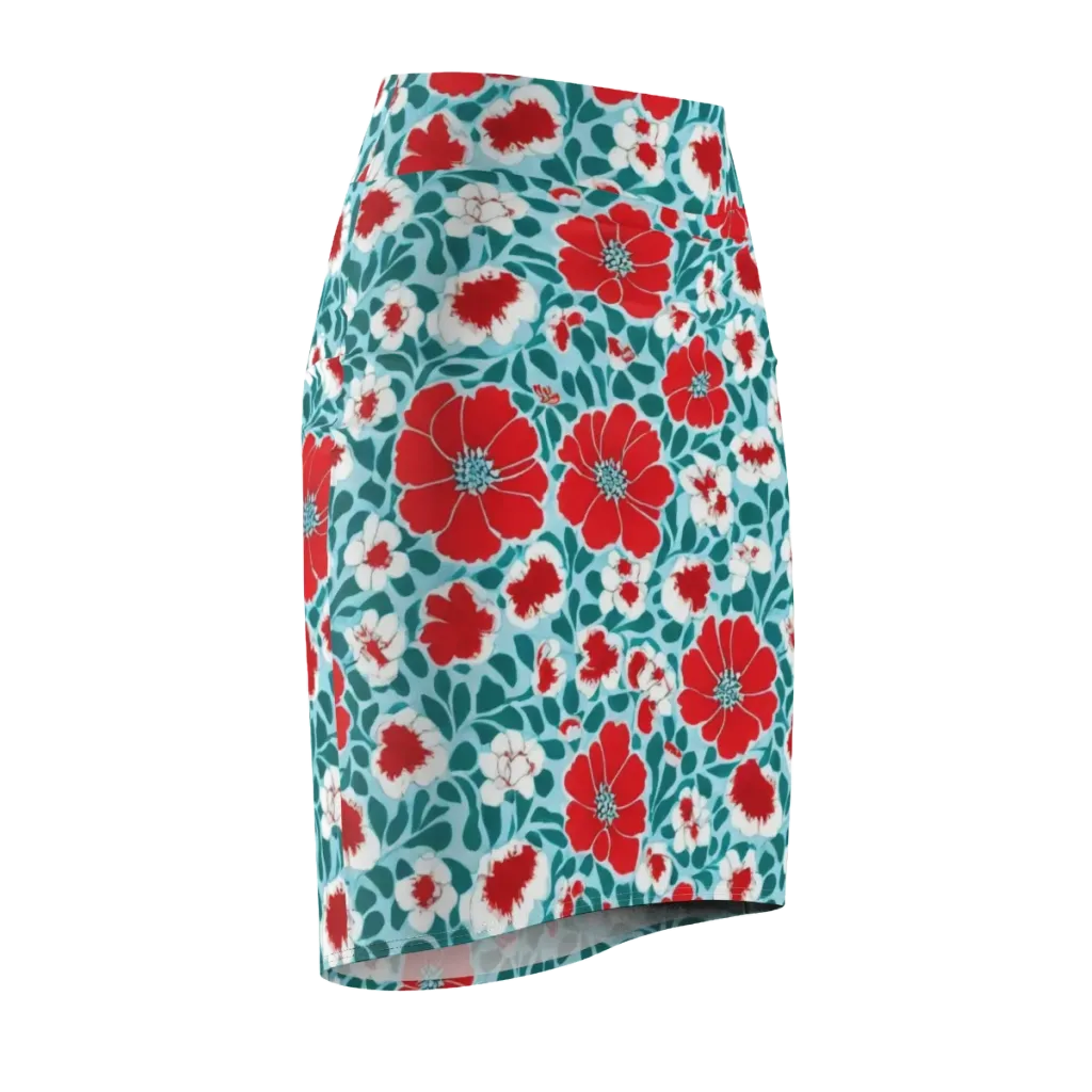 Crimson Tidegarden on Pencil Skirt — Front Side