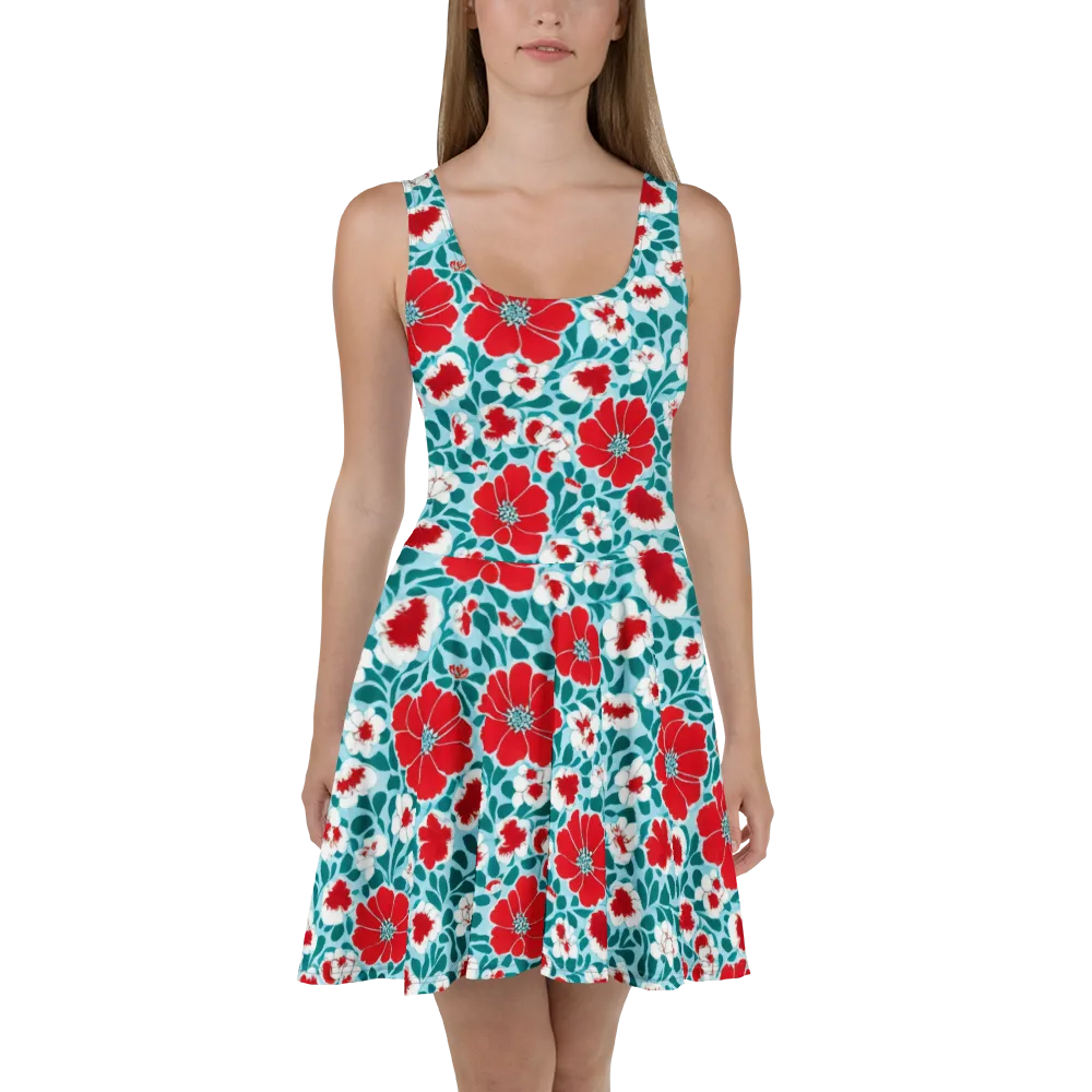 Crimson Tidegarden on Skater Dress — Front