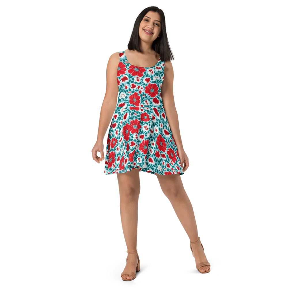 Crimson Tidegarden on Skater Dress — Front