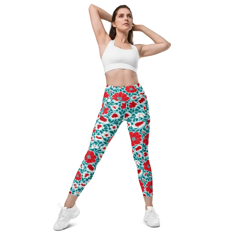 Crimson Tidegarden on Leggings with Pockets — Front