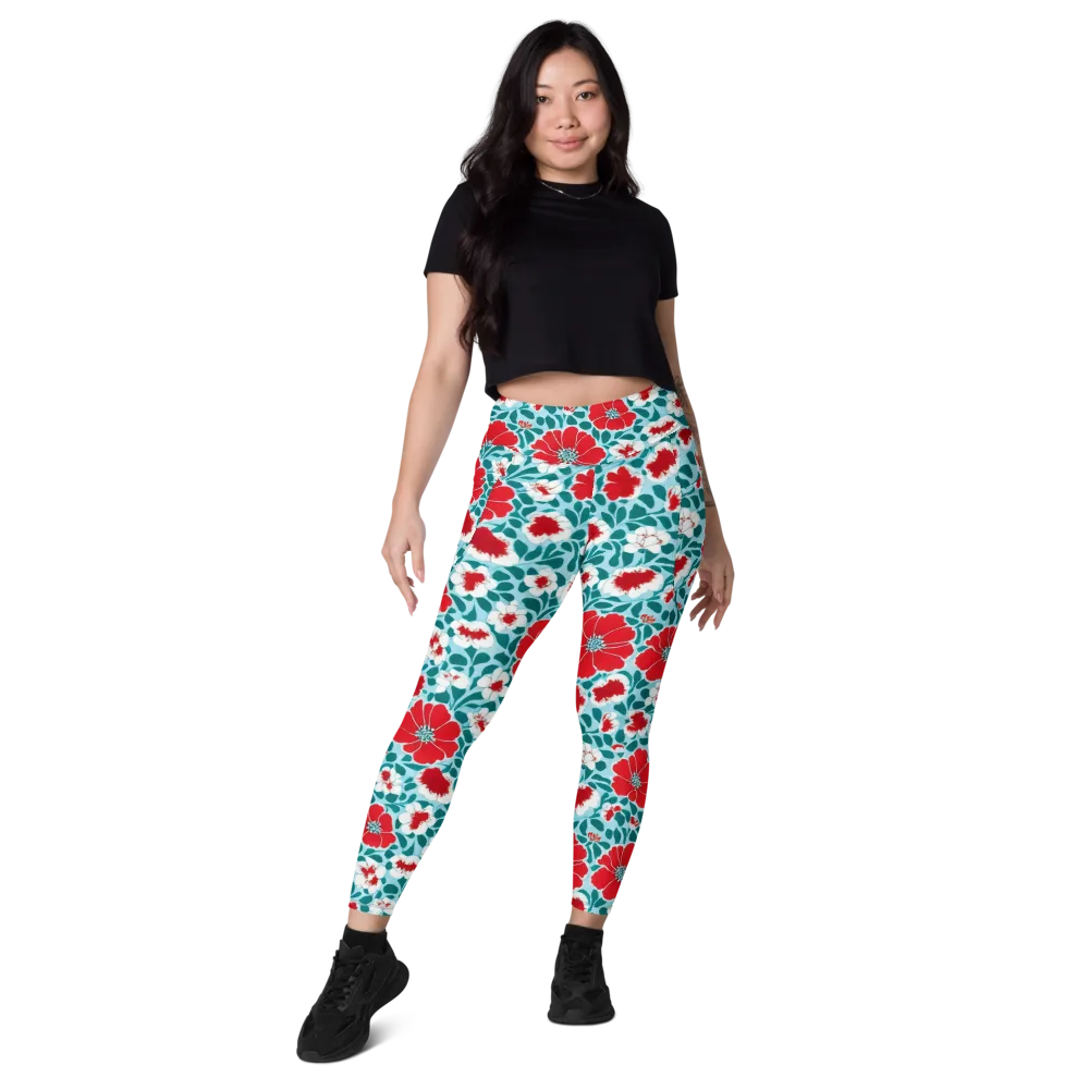 Crimson Tidegarden on Leggings with Pockets — Front