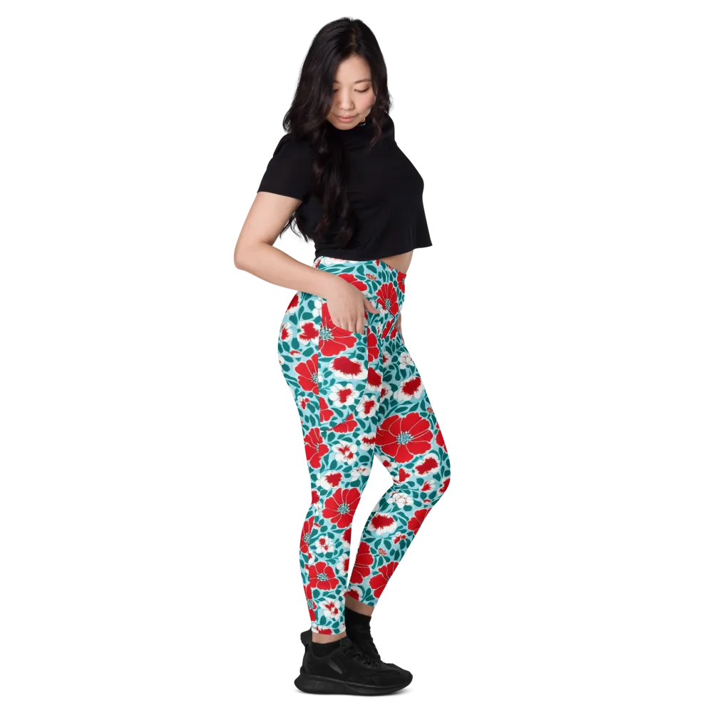 Crimson Tidegarden on Leggings with Pockets — Right