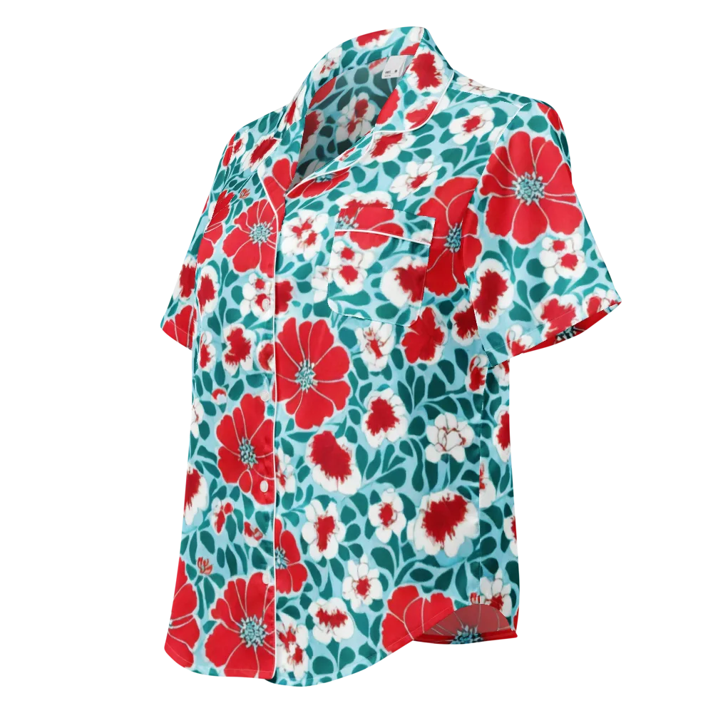 Crimson Tidegarden on Women's Short Sleeve Pajama Top — Left Front