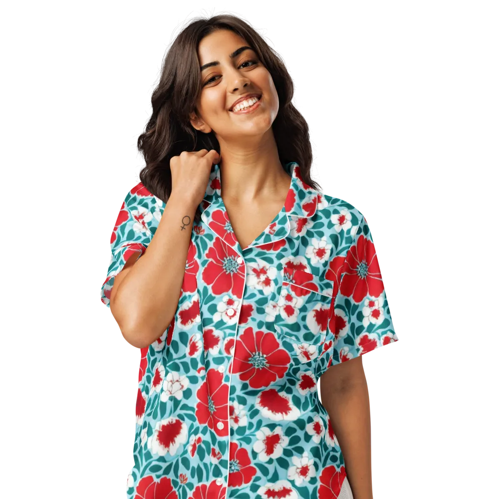 Crimson Tidegarden on Women's Short Sleeve Pajama Top — Front