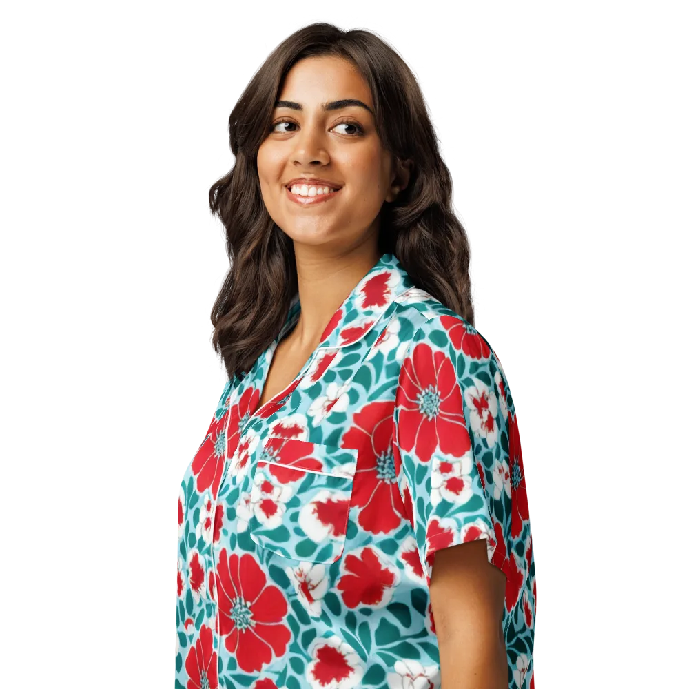 Crimson Tidegarden on Women's Short Sleeve Pajama Top — Left Front