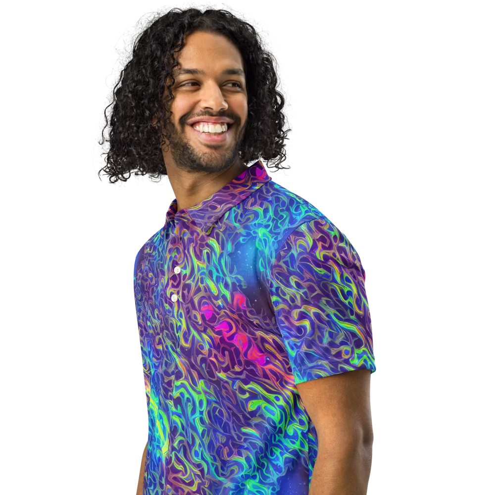 Electric Ether on Men's Slim Fit Polo Shirt — Left Front