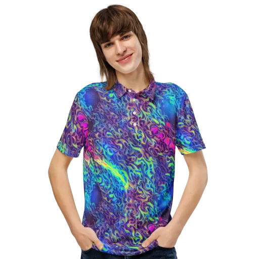 Electric Ether on a Men's Slim Fit Polo Shirt