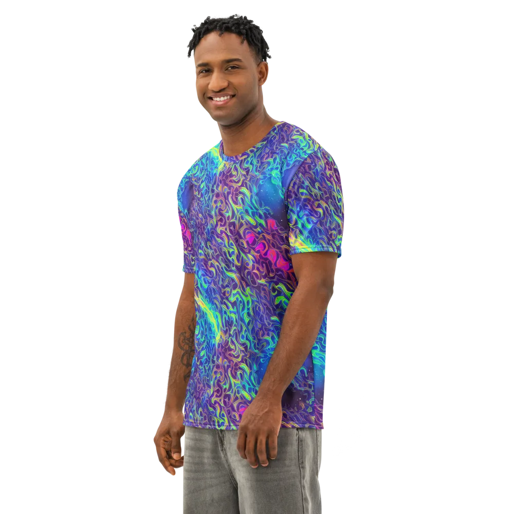 Electric Ether on Men's Cotton Crew Neck T-Shirt — Left Front
