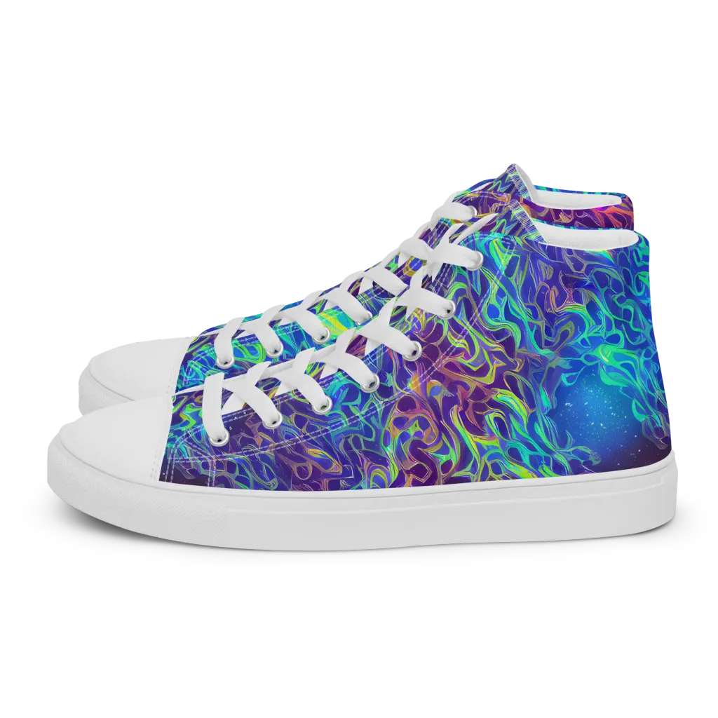 Electric Ether on Men's High Top Canvas Shoes — Left