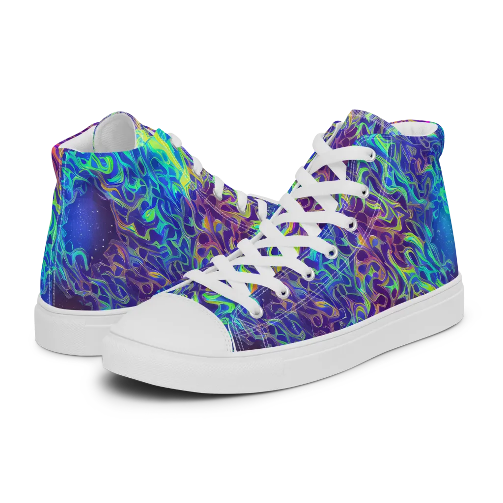 Electric Ether on Men's High Top Canvas Shoes — Left