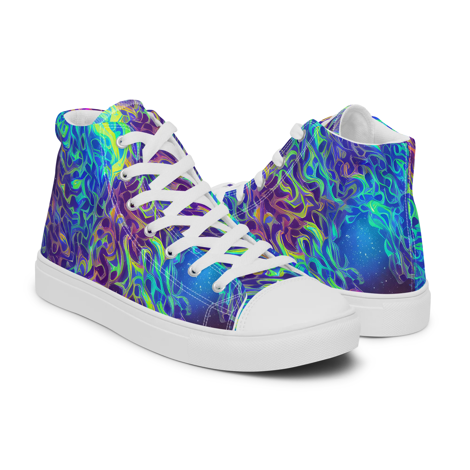 Electric Ether on Men's High Top Canvas Shoes — Right