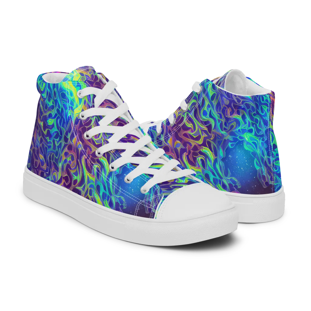 Electric Ether on Men's High Top Canvas Shoes — Right