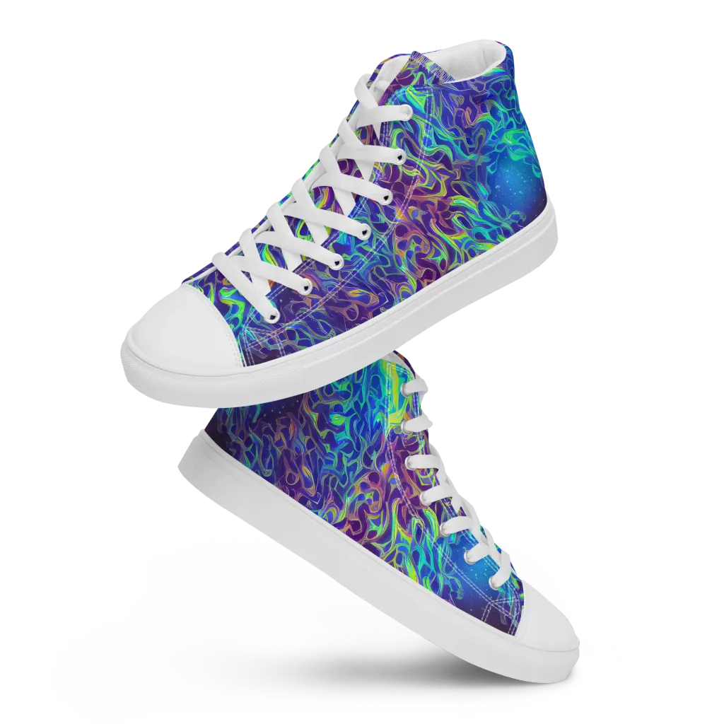 Electric Ether on Men's High Top Canvas Shoes — Front