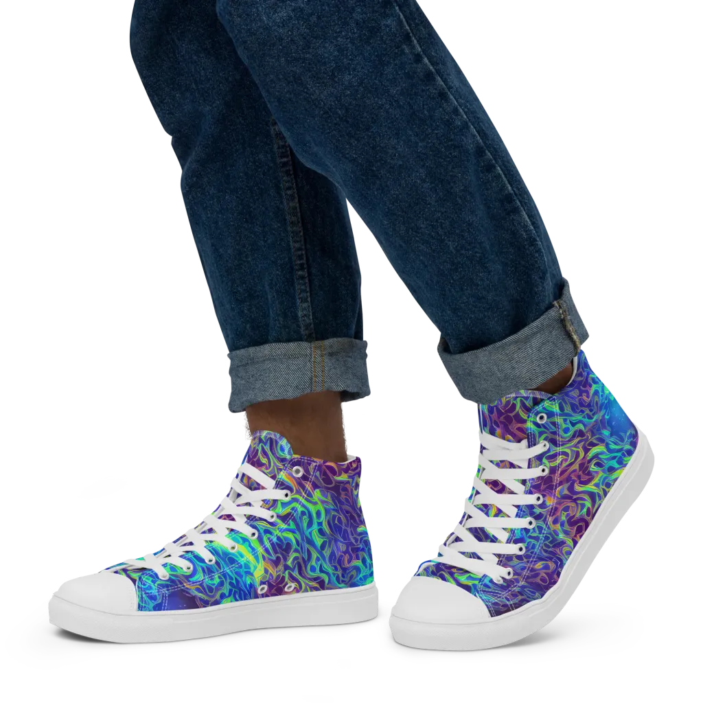 Electric Ether on Men's High Top Canvas Shoes — Left