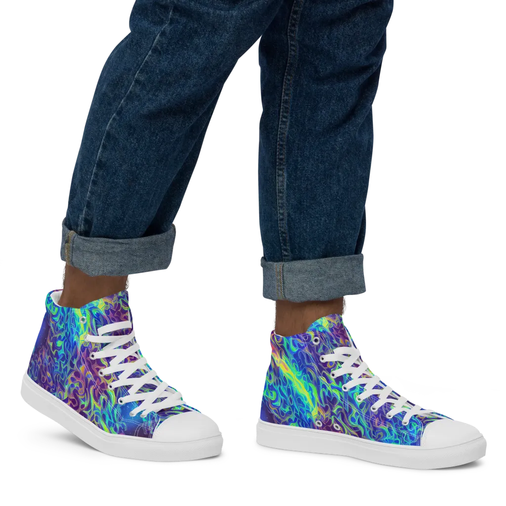 Electric Ether on Men's High Top Canvas Shoes — Right