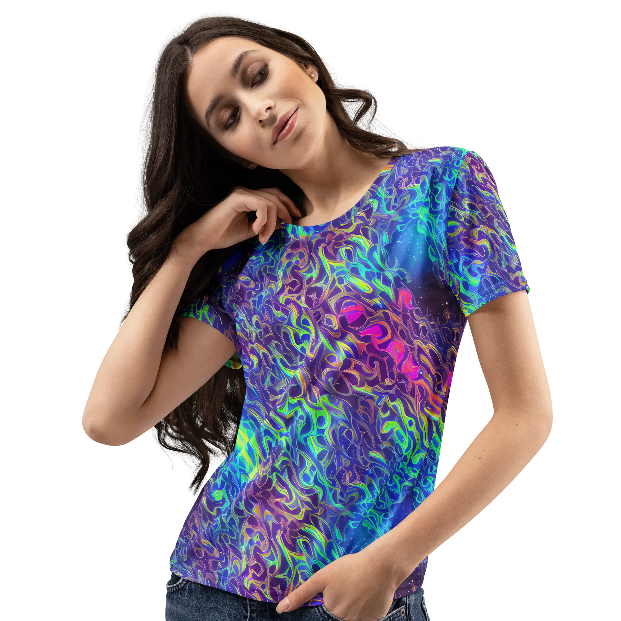 Electric Ether on Women's Crew Neck T-Shirt — Left Front